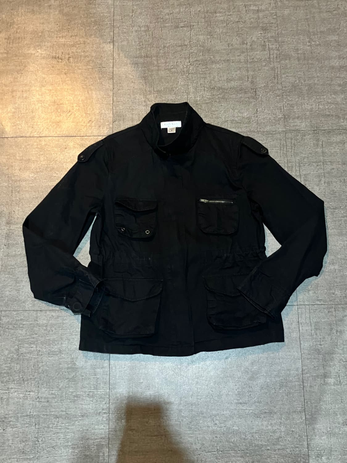 일본빈티지 Lively 핀터깔y2k 올드스쿨스트릿 견장 사파리자켓 블랙 상품이미지1