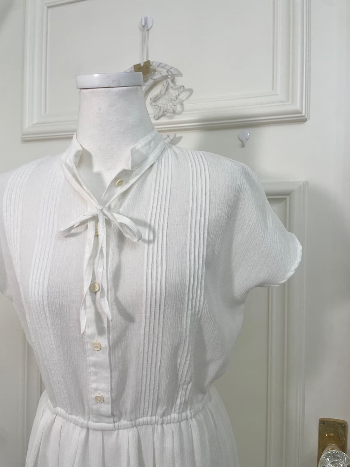 white bow point pleats button summer opc 상품이미지7