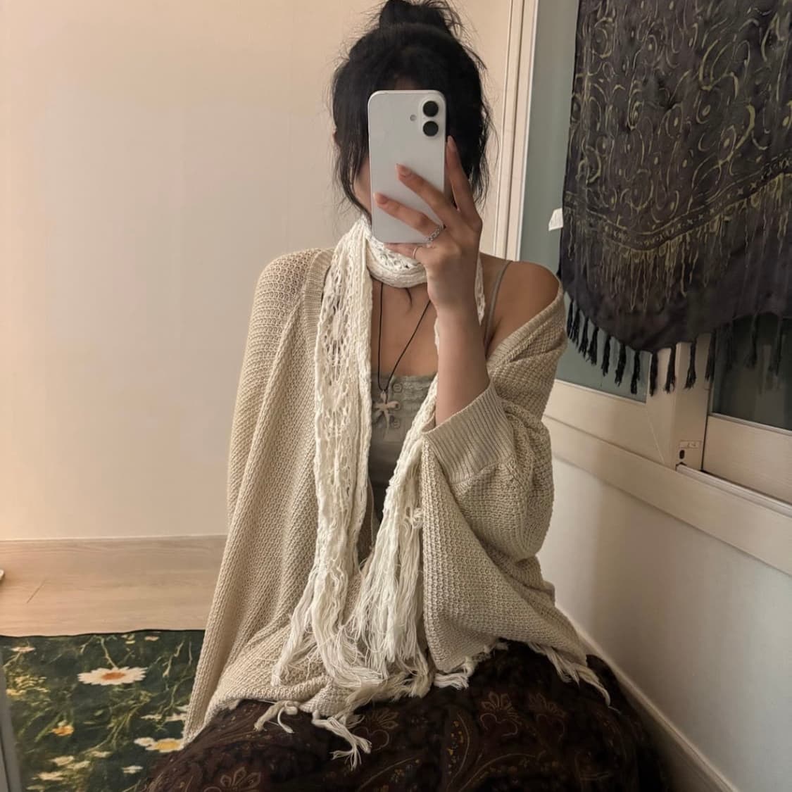 Vintage 모리걸 사와코 니트 케이프 판초 상품이미지1