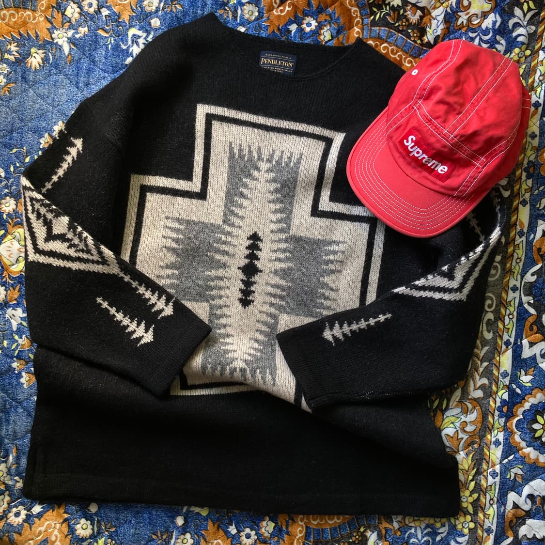 펜들턴 나바호 패턴 사우스웨스턴 블랙 울 라운드 니트 스웨터 상품이미지3