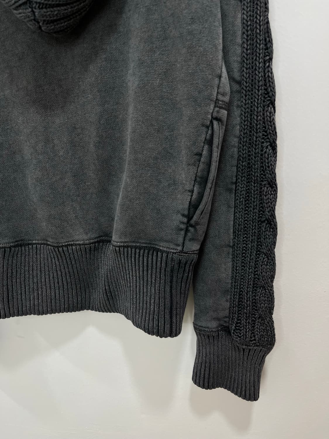 일본 빈티지 차콜 피그먼트 꽈배기 니트 후드집업  상품이미지8