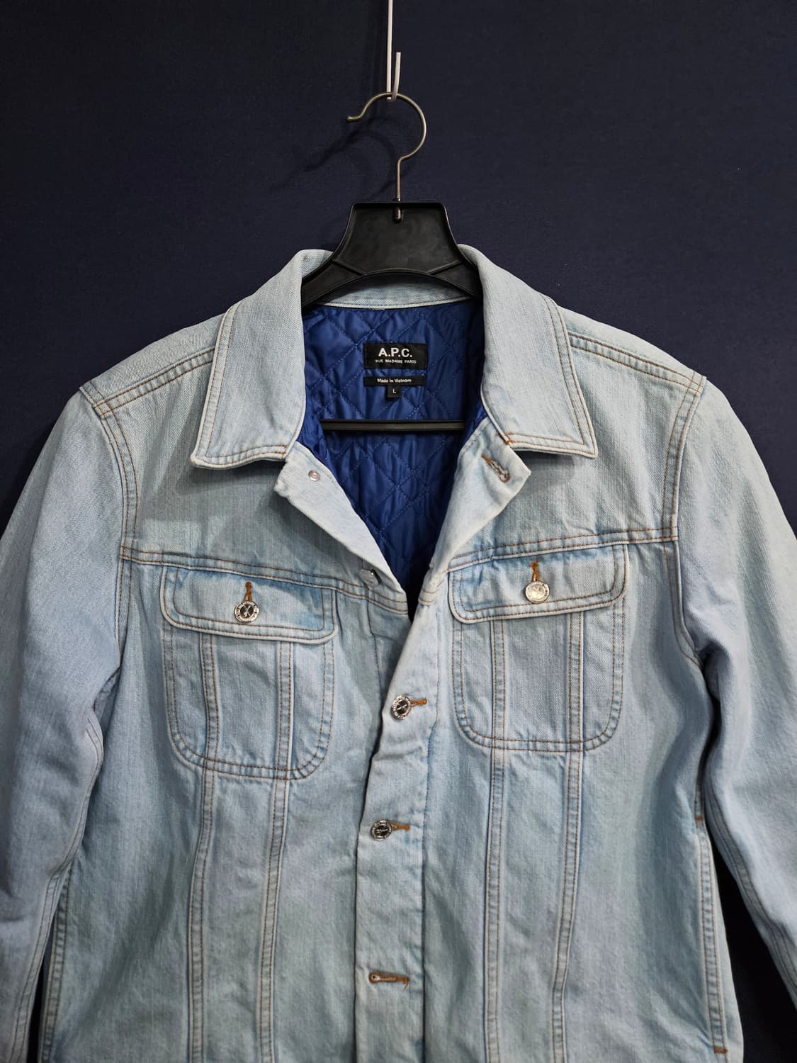 A.P.C 아페쎄 라이트블루 남성 슬림핏 100 데님자켓  상품이미지7