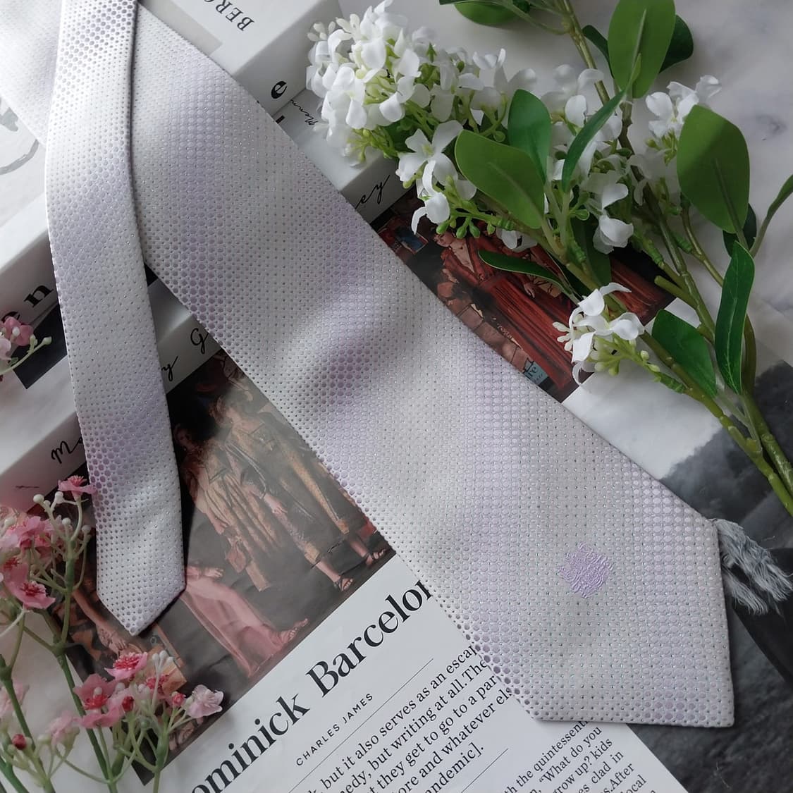 아쿠아스큐텀 실크 도트 텍스처 넥타이 9.2cm A+등급 K2030
 상품이미지3