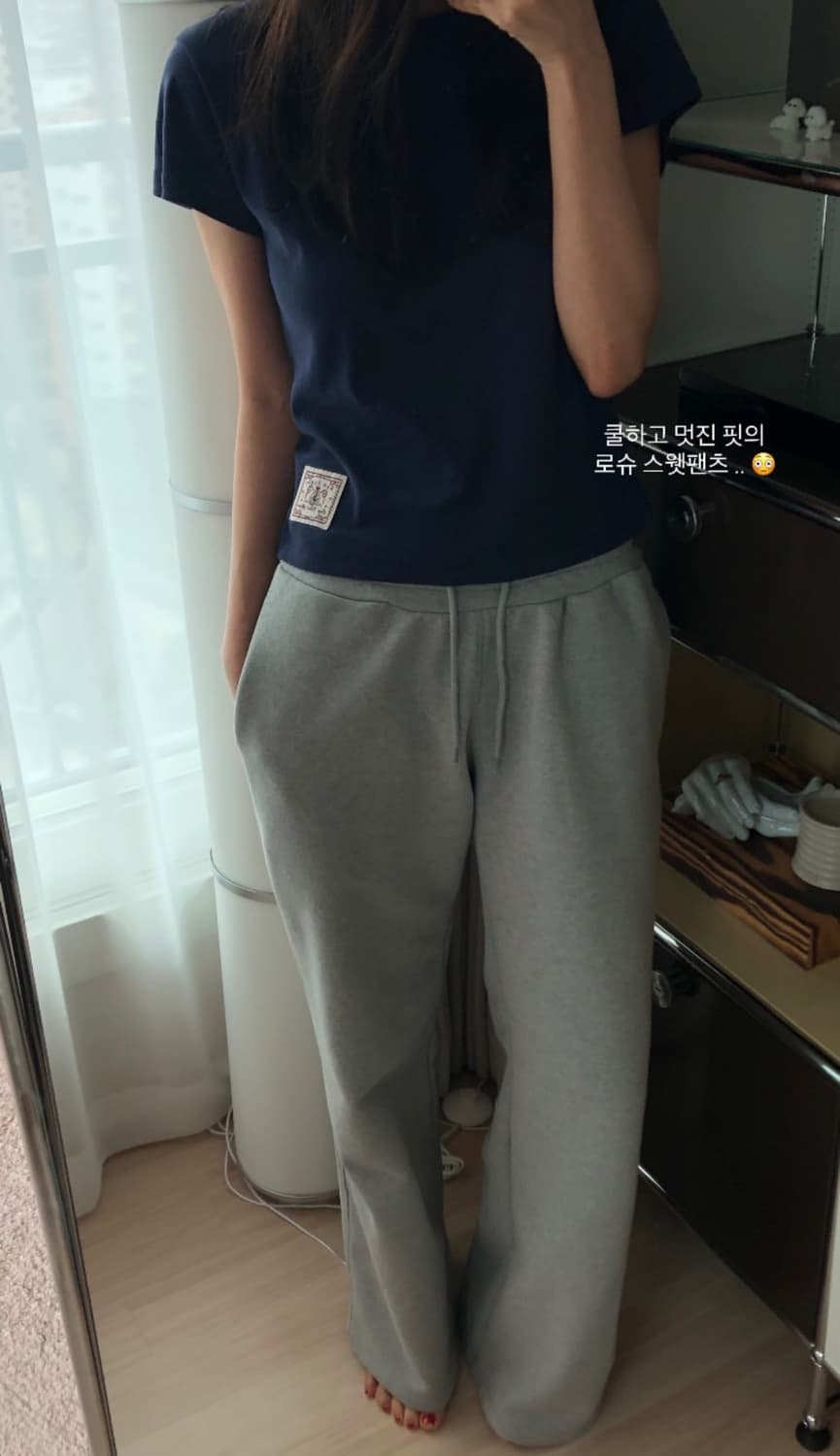 로우슈가 로우라이즈 스웻팬츠 그레이 스탠다드 스몰 상품이미지1