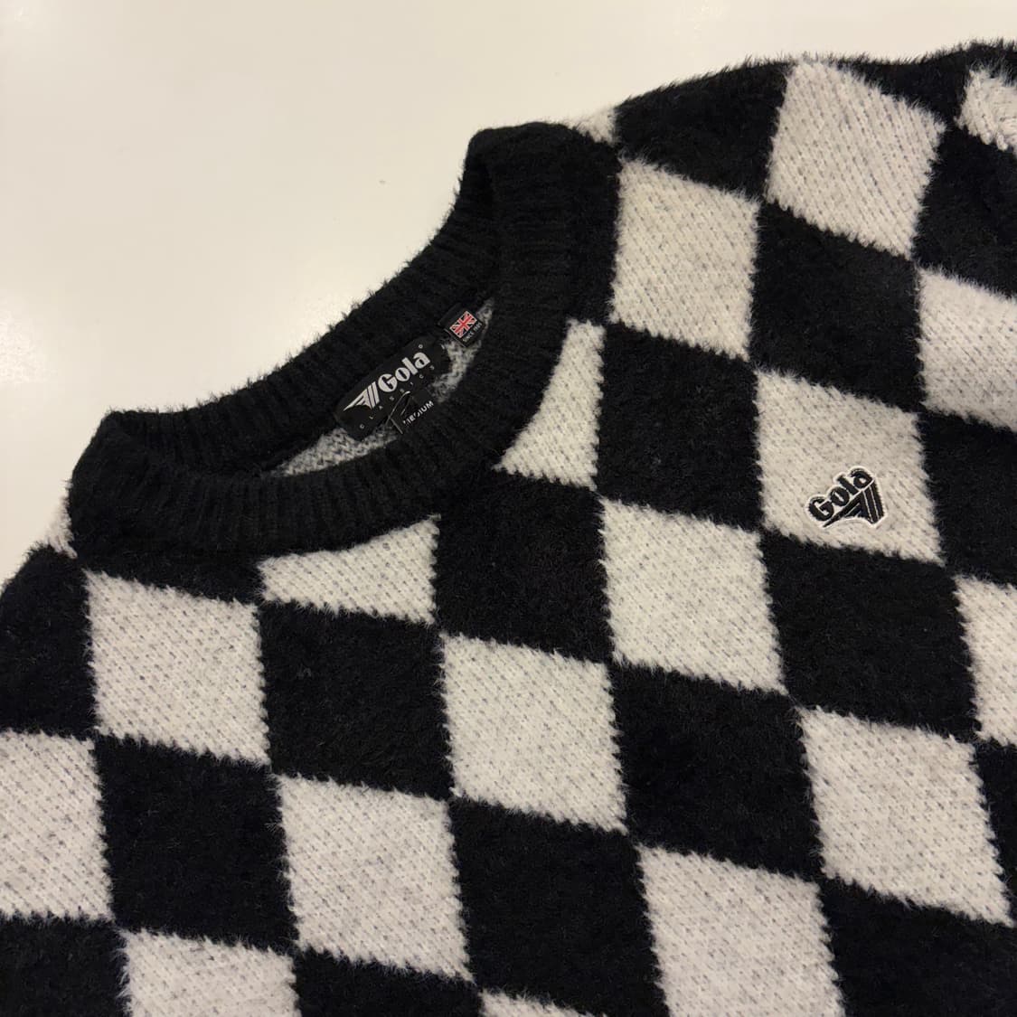 [M] Gola 골라 아가일 패턴 니트 블랙/화이트 B331 상품이미지3