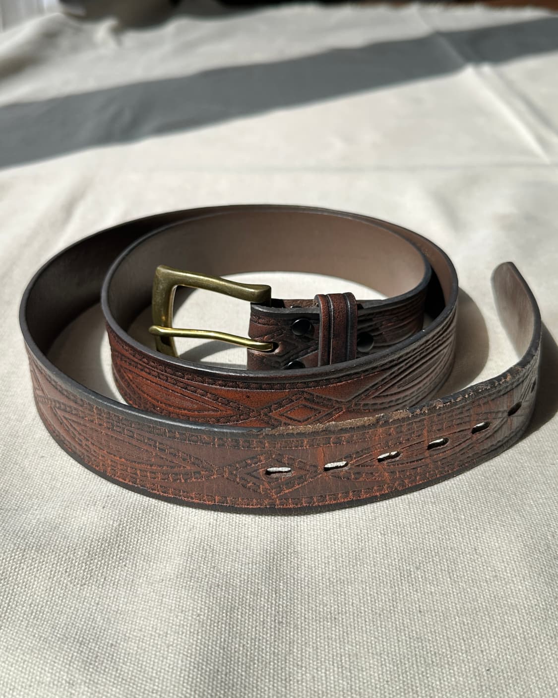 랭글러 웨스턴 브라운 레더 벨트 42 상품이미지1