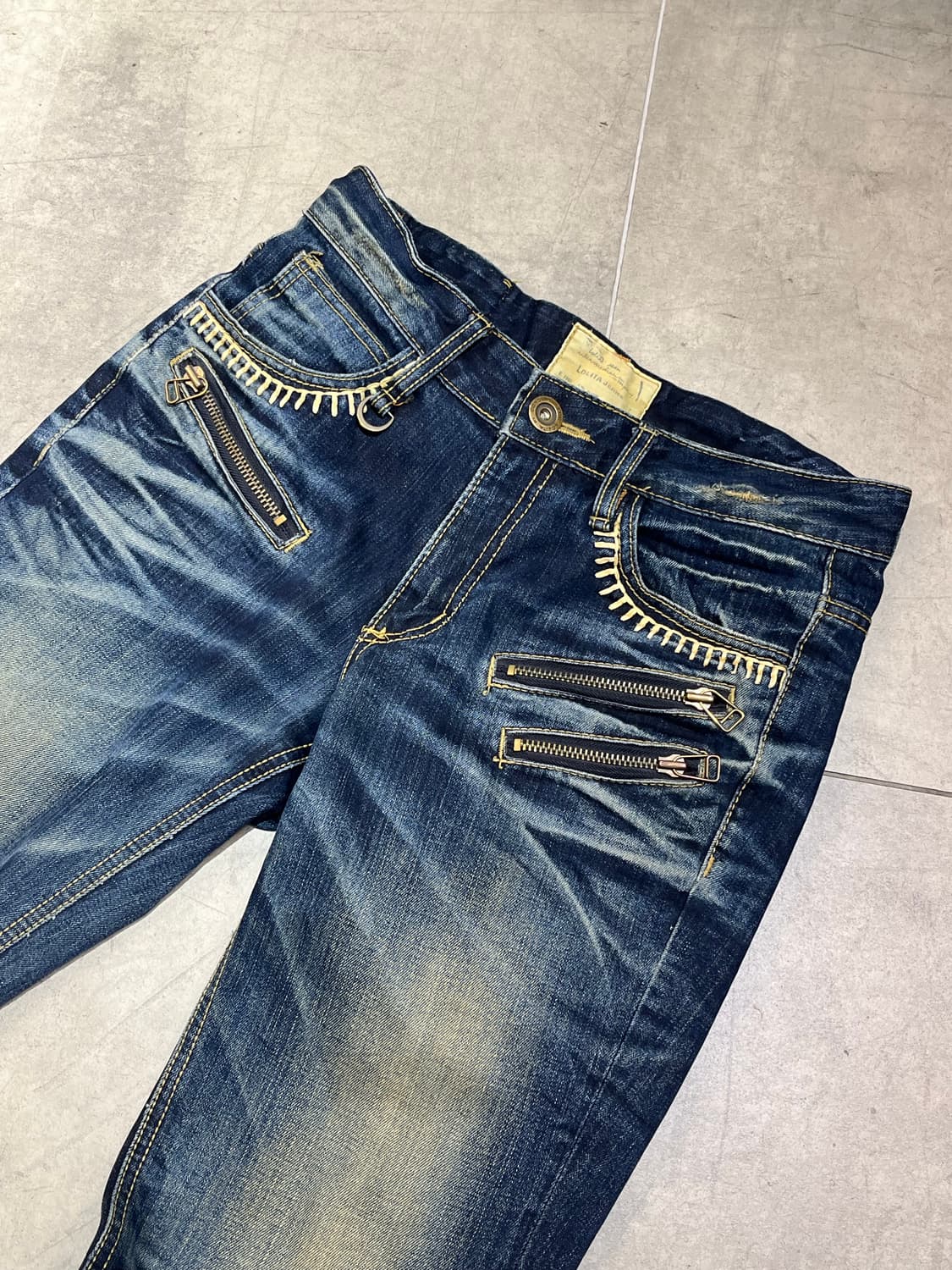 일본 빈티지 Lolita jeans 락펑크 지퍼 와이드 데님 팬츠  상품이미지4