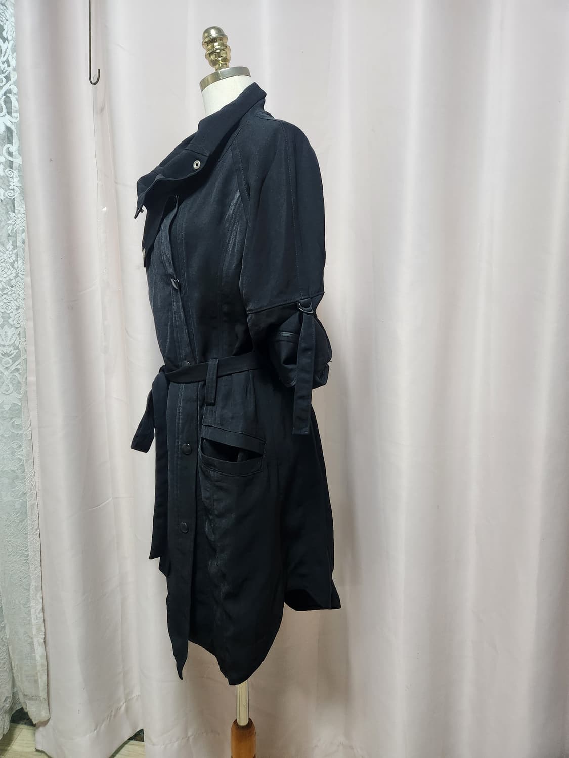 톰보이 벨트 블랙 트렌치 코트 상품이미지2