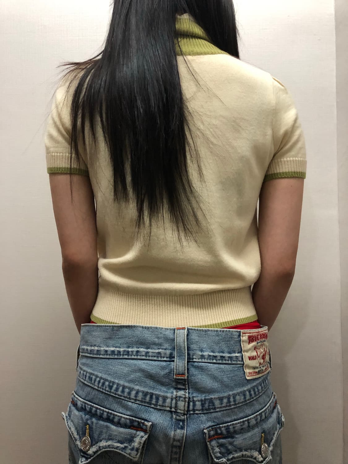 빈티지 아이보리 그린 비즈 니트 상품이미지7