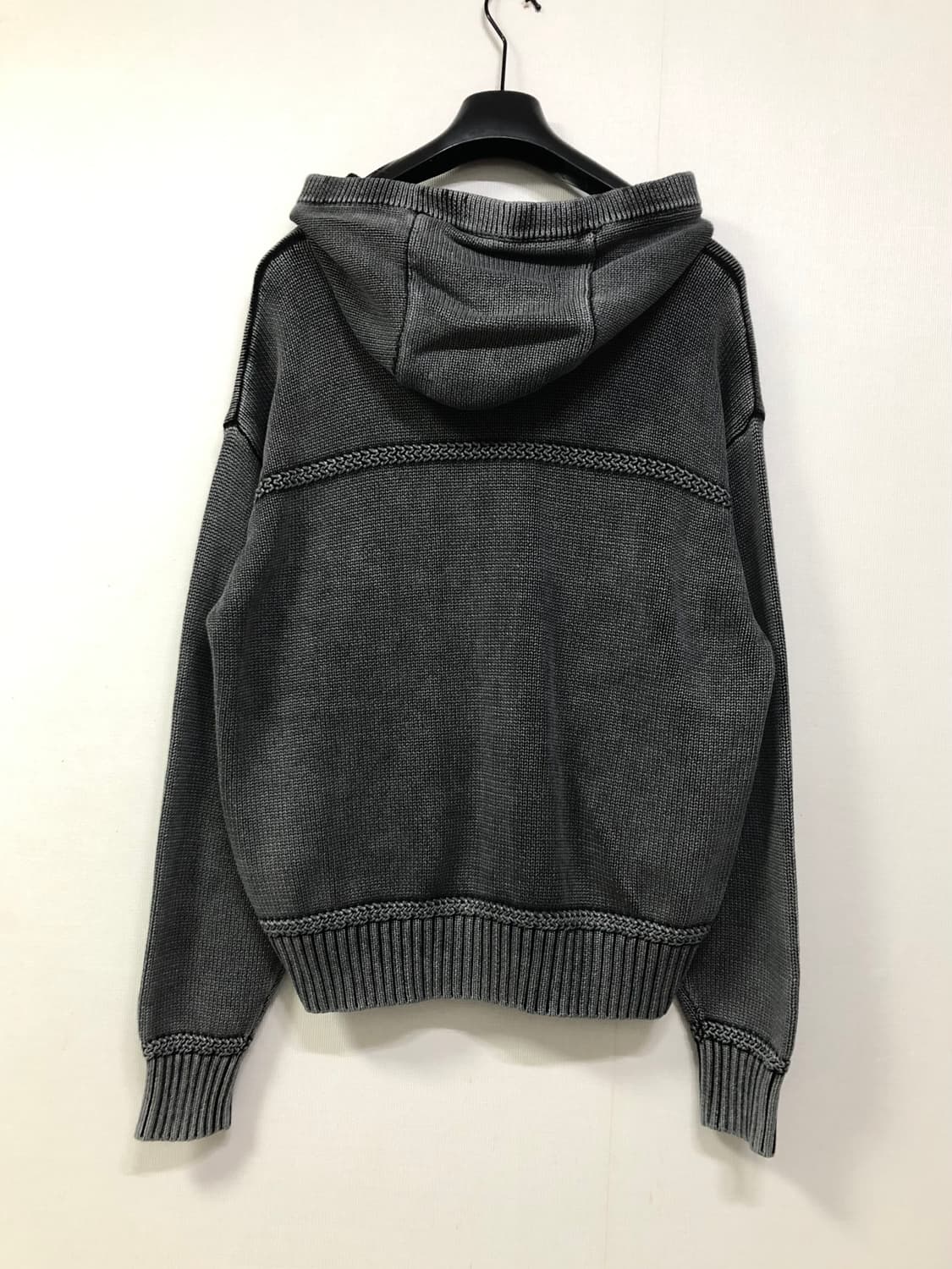 (미사용) 남녀공용 피그먼트 스톤 워싱 니트 후드 집업 _ 블랙 Free 상품이미지7