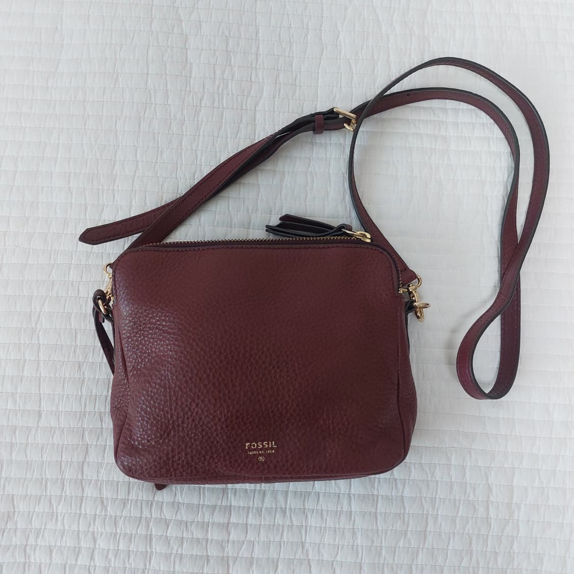 Fossil 가죽 크로스백 버건디 가죽 가방 지갑 세트 상품이미지2