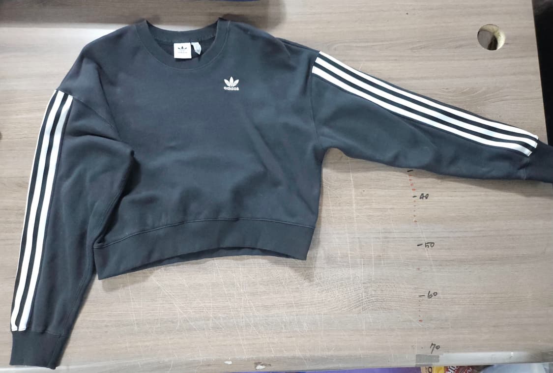 아디다스 삼선 크롭 맨투맨 블랙  M 상품이미지1