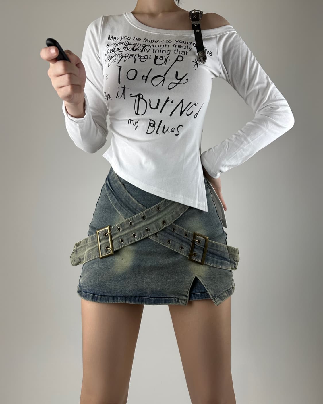 워싱 데님 트윈 치마바지 상품이미지3