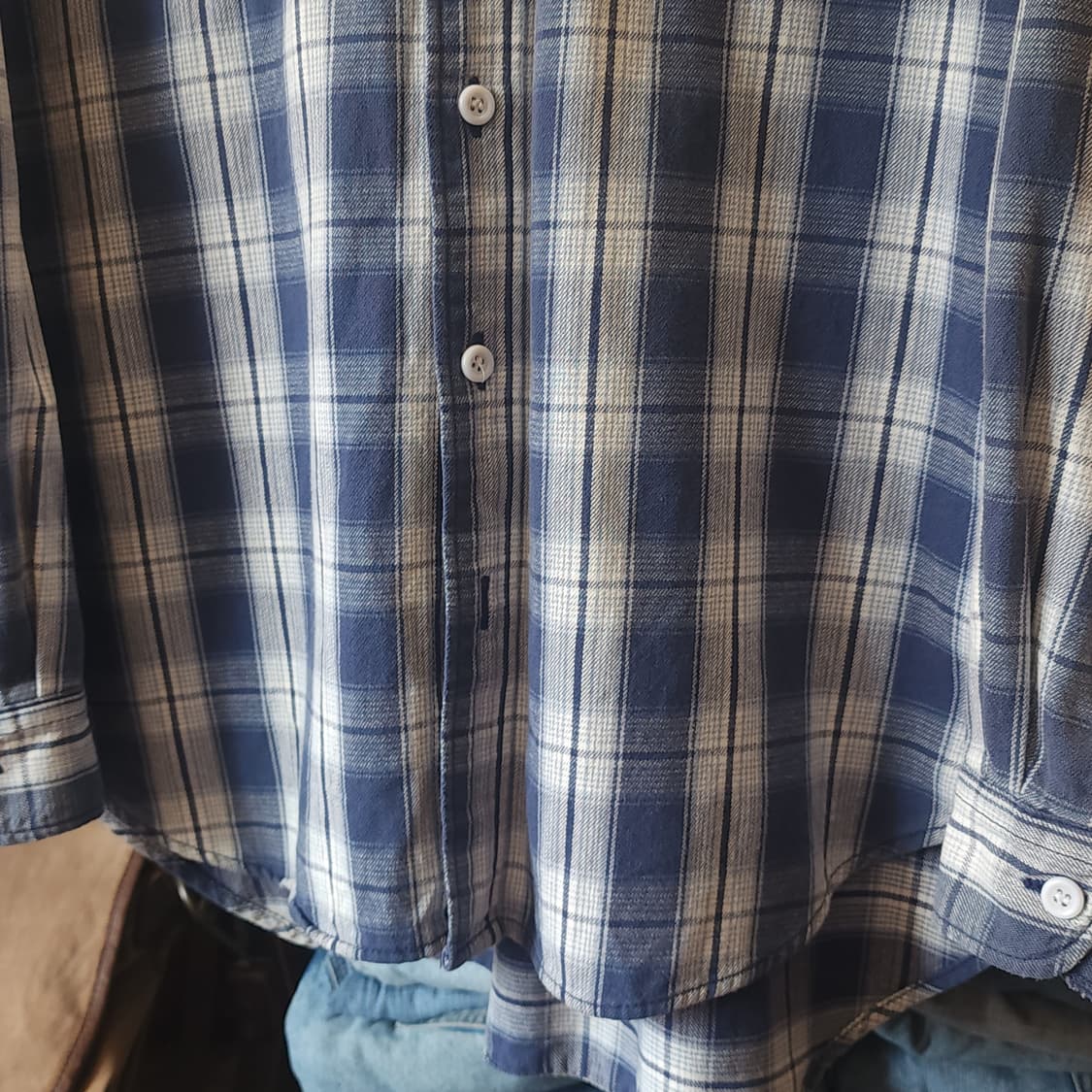 90s Lee 빈티지 체크셔츠 아메리칸 빈티지 플란넬 워크셔츠 블루 m 상품이미지7