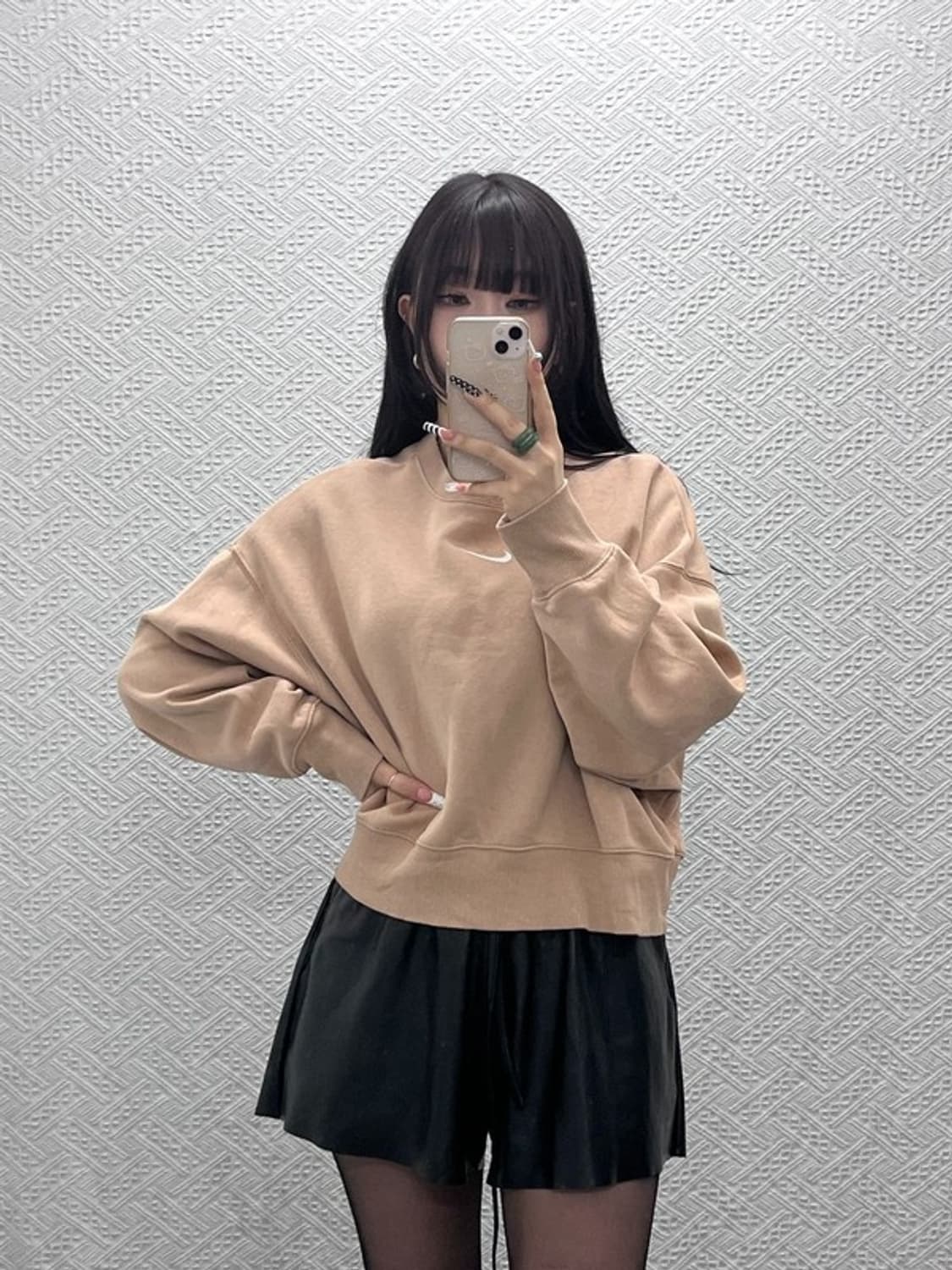 나이키 올드스쿨 레트로 센터로고 세미크롭 맨투맨 S C10479 상품이미지2