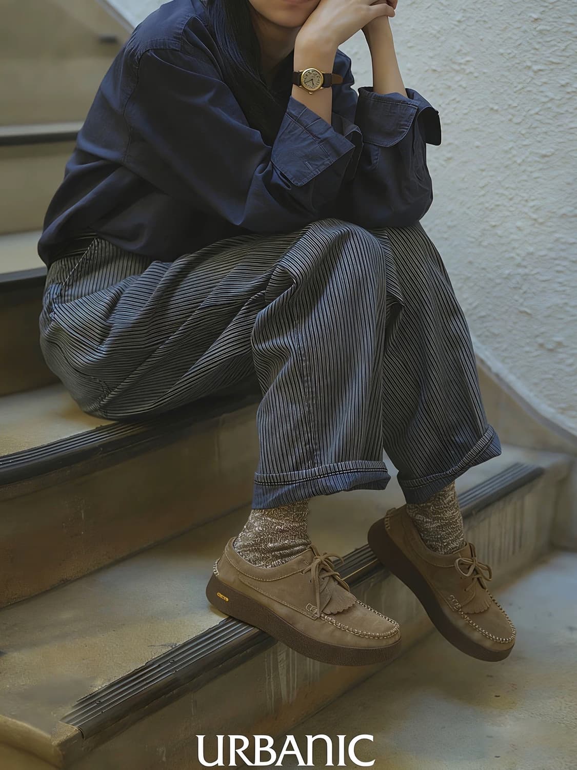 (m) 얼바닉30 스트라이프 와이드 팬츠 상품이미지1