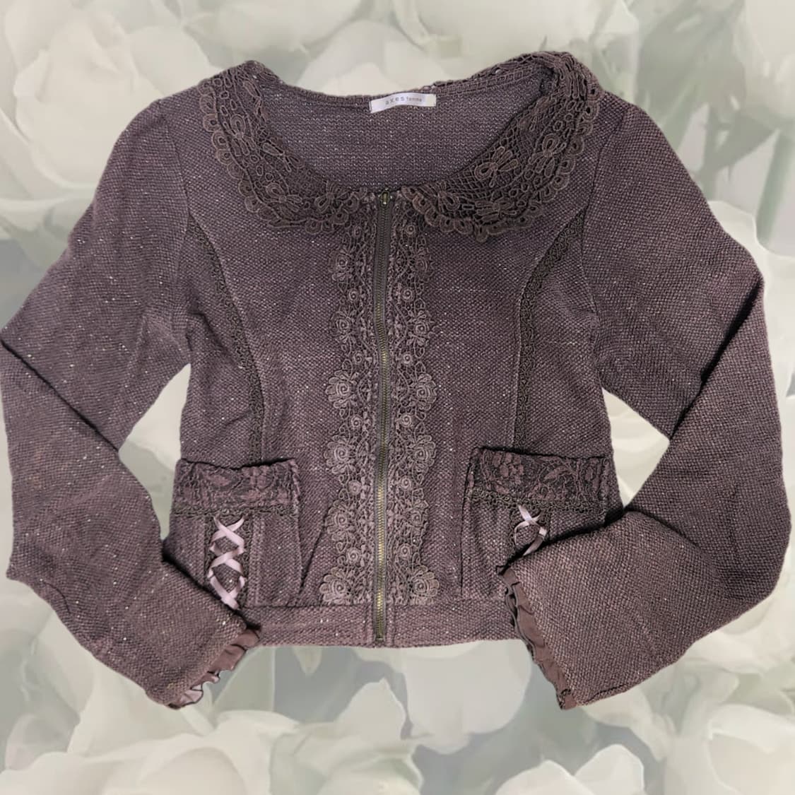 유일매물) 라떼깔 초코우유깔 엑시즈팜 프릴 백리본 자켓 상품이미지2