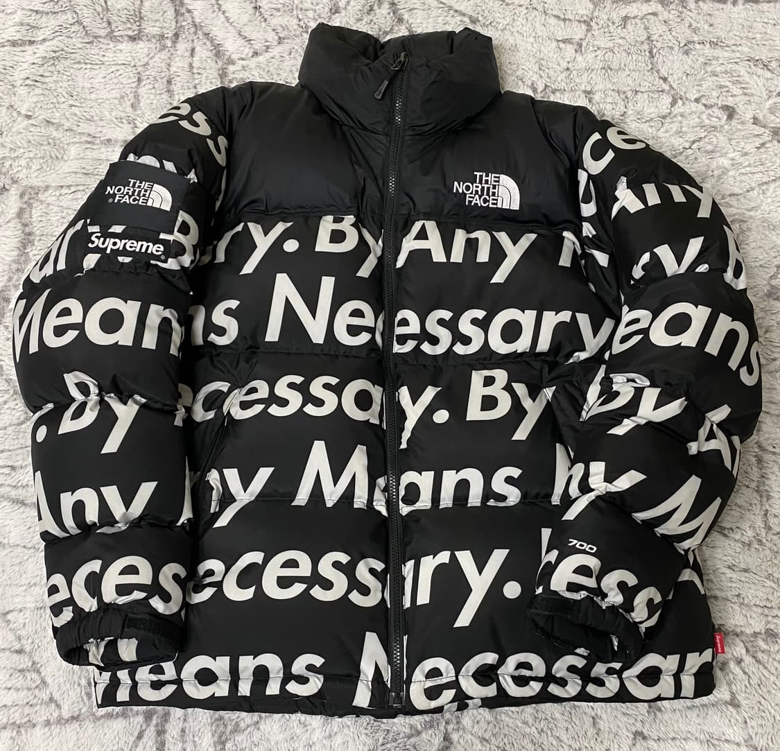 [L] 15FW 슈프림 X 노스페이스 레터링 패딩 블랙 상품이미지1