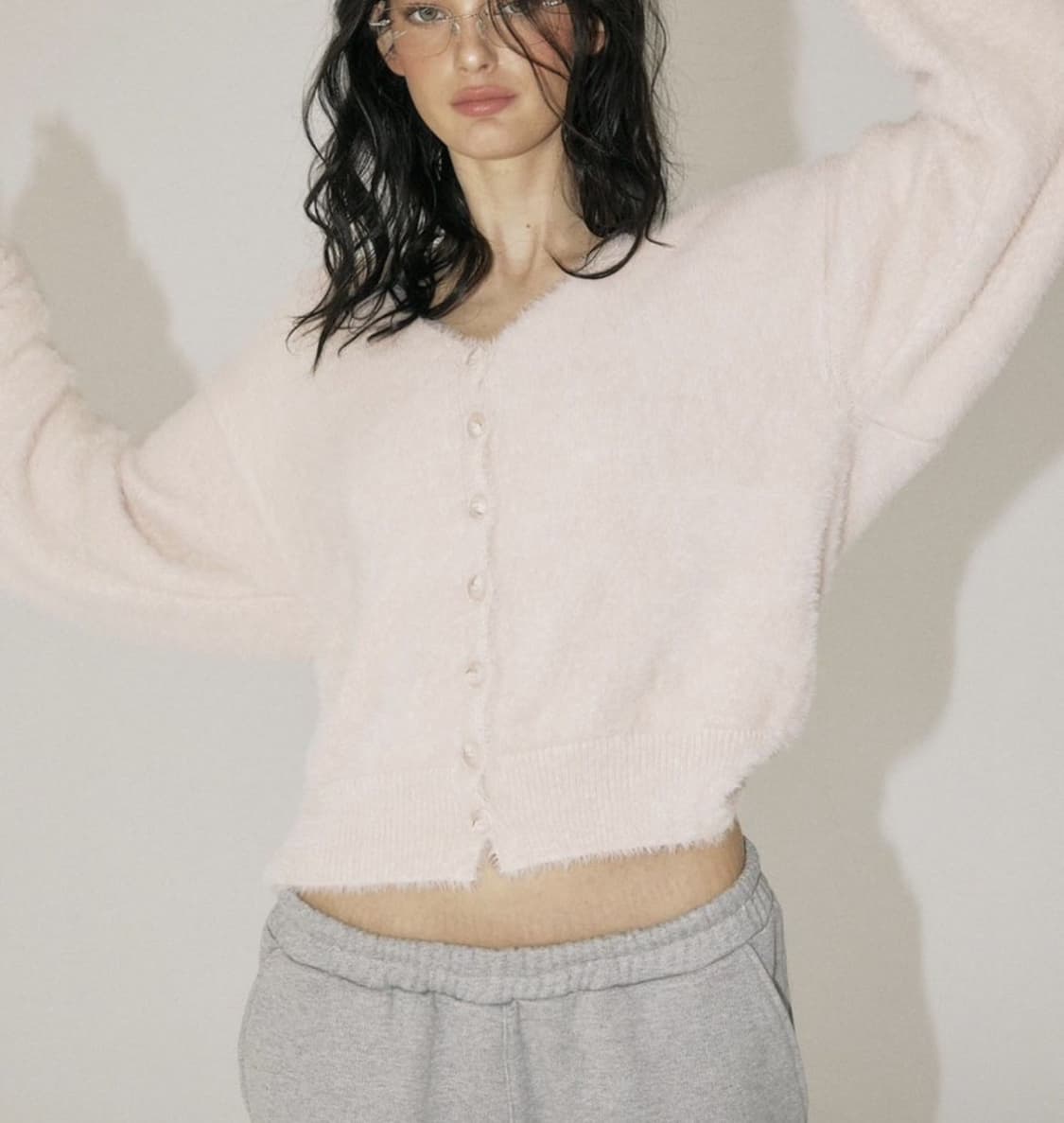 쓰리타임즈 메리 니트 가디건 핑크  상품이미지1