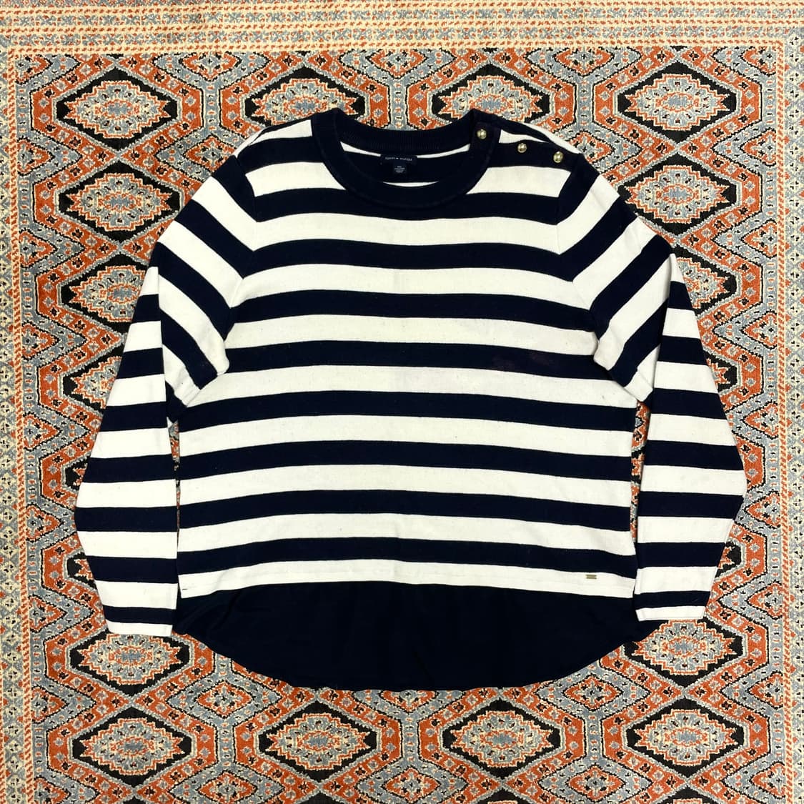 타미힐피거 네이비 단가라 니트 여성2XL 상품이미지1