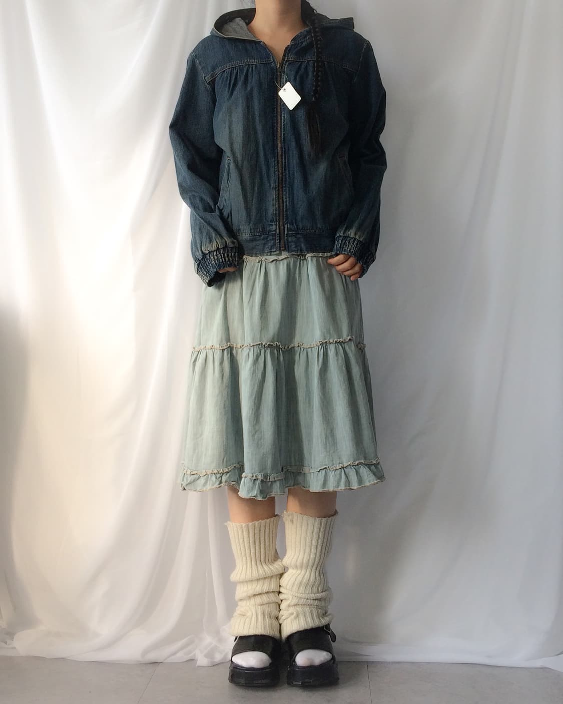 Washing denim hood zip up 상품이미지1