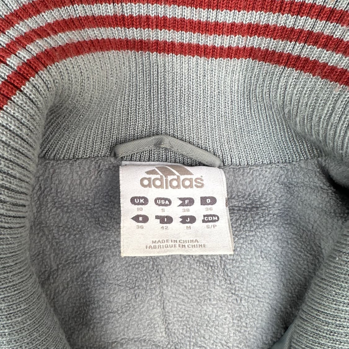 00s 아디다스 딱붙핏 차콜 버건디 올드스쿨 트랙자켓 누빔 바람막이 M 상품이미지7