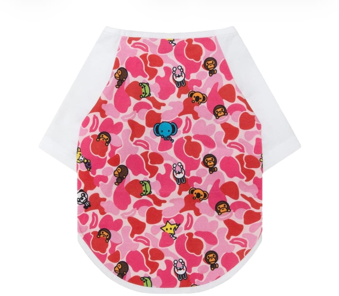 베이프 펫 티셔츠 카모 핑크 상품이미지1