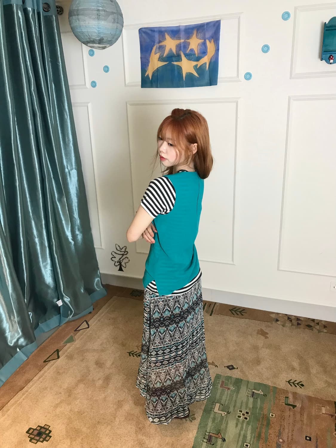 빈티지하면서 괴짜스러운 쨍한 청록색 컬러의 조화 코디셋𓂃˖₊🦆🪲 상품이미지2