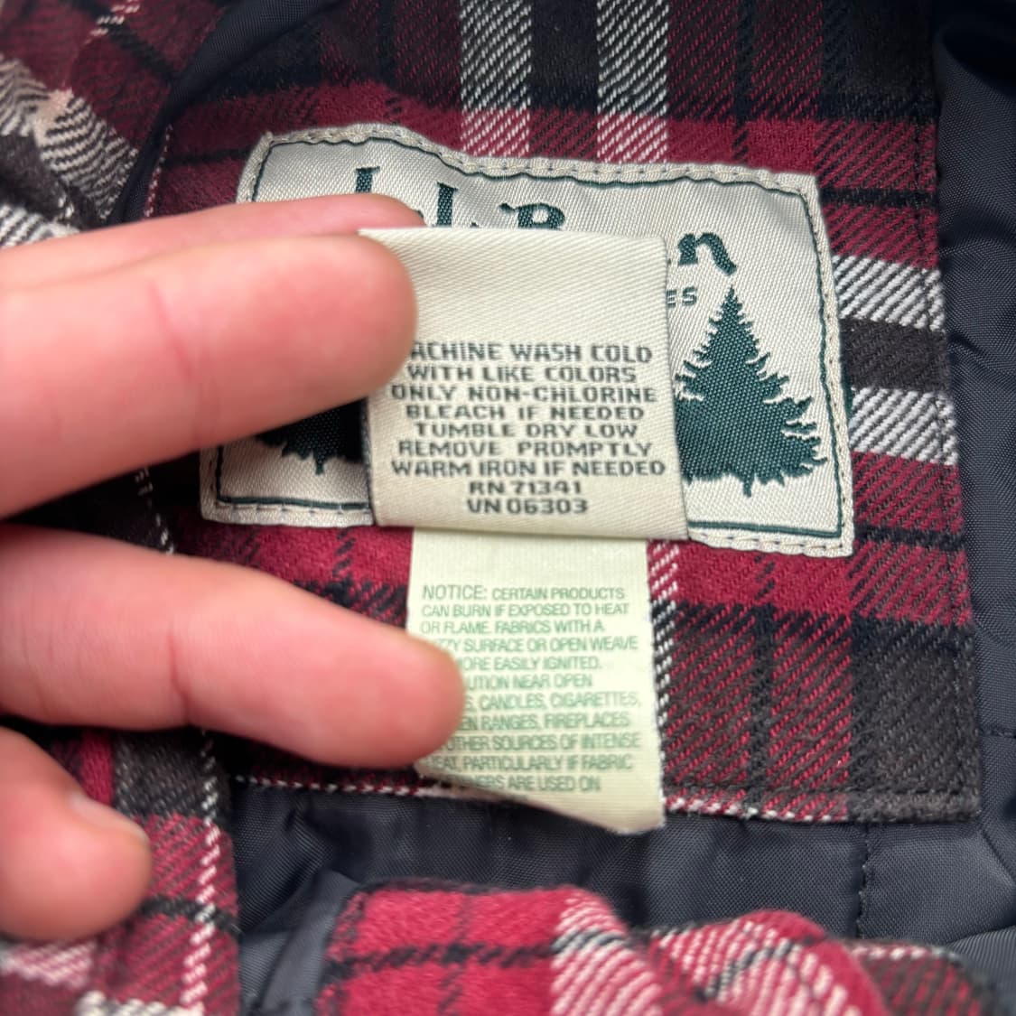 LL Bean 엘엘빈 버건디 체크 누빔 셔츠 자켓 M 상품이미지8