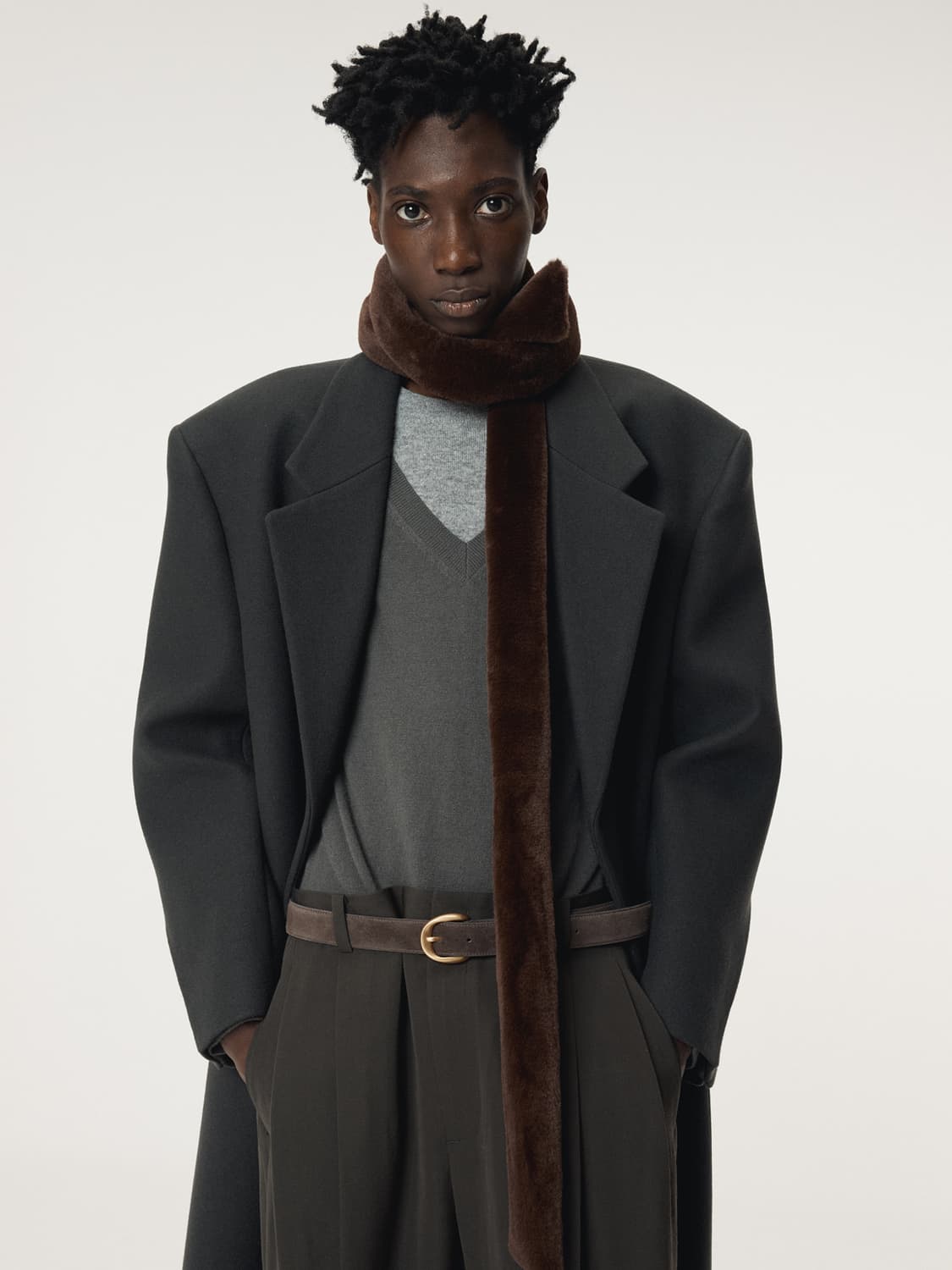 렉토 25FW 시그니쳐 라운드 버클 스웨이드 벨트 브라운 상품이미지7