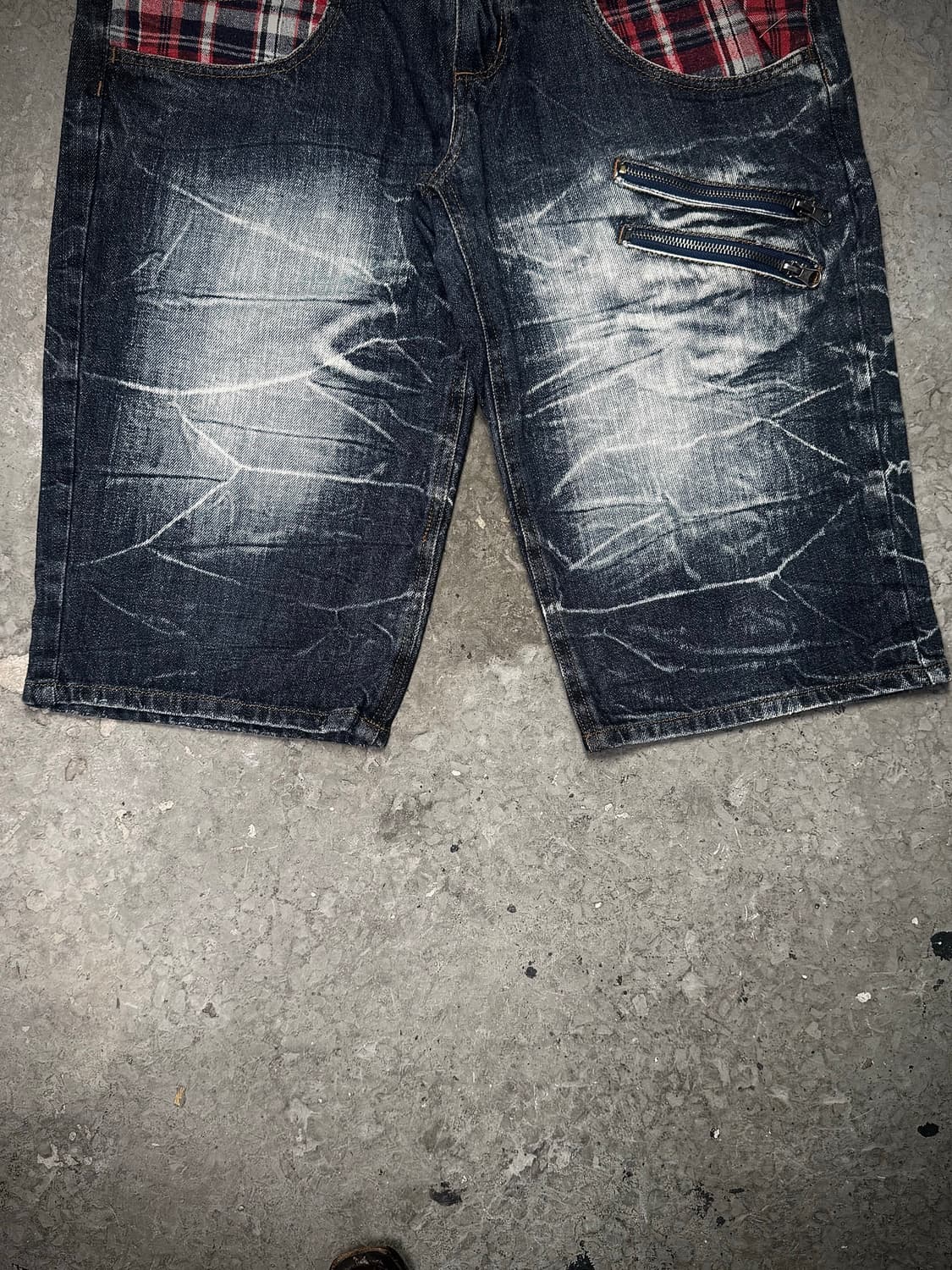 Crushed Check Double Belt Denim Shorts 상품이미지4