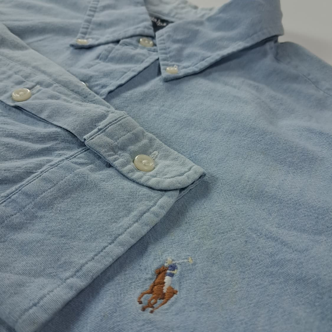 CK297 L 폴로 90s 일본판 멀티포니 샴브레이 셔츠 남방 상품이미지4