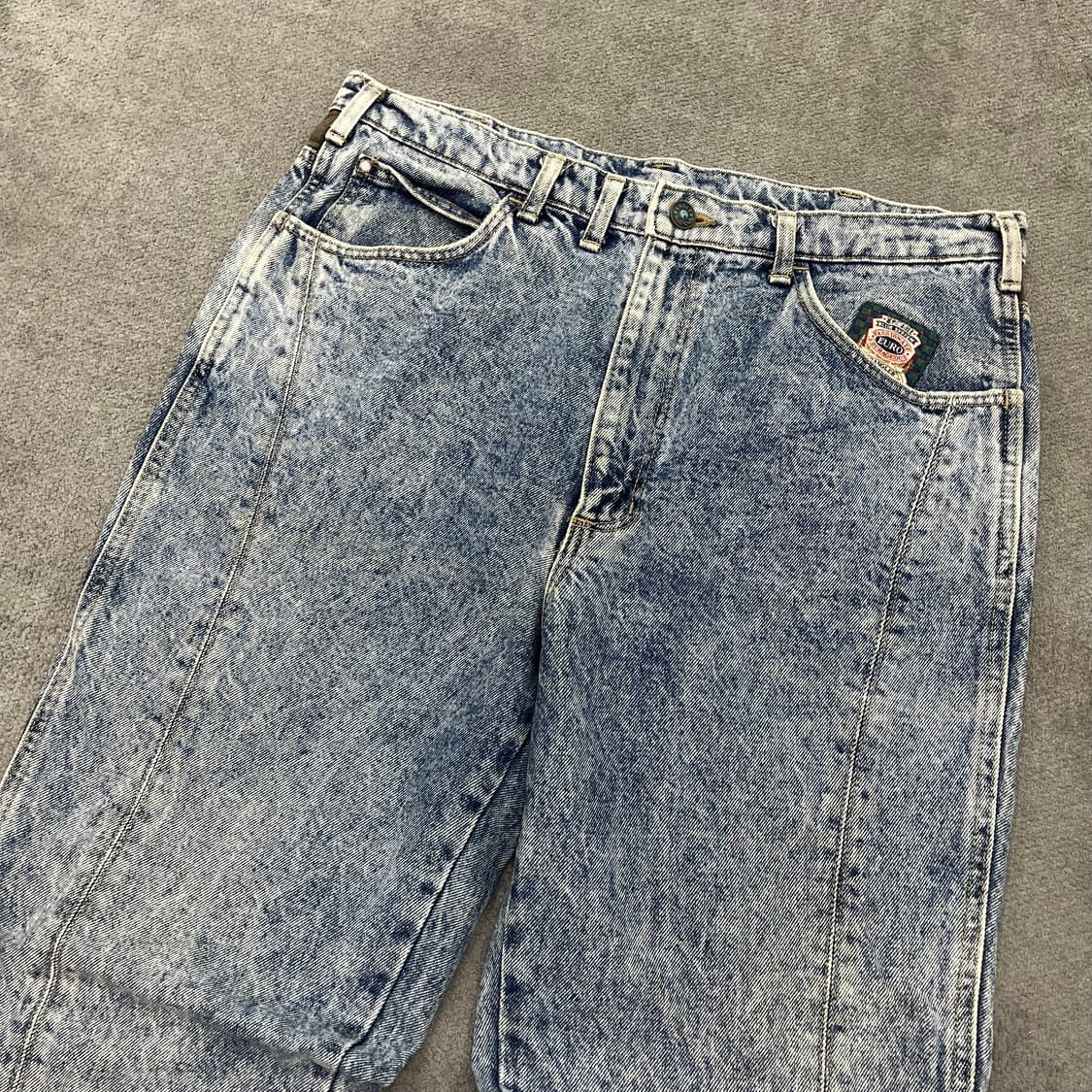 38 랭글러 유로 80s 블루 시스템 올드 케미컬 워싱 데님 상품이미지2