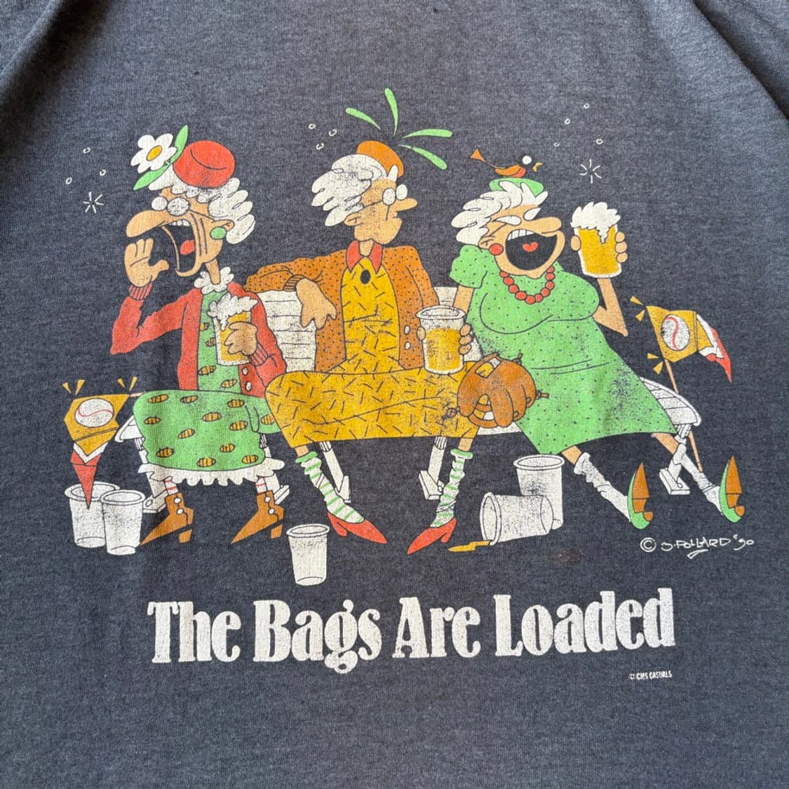 90년대 미국 생산 The Bags Are Loaded 그레이 반팔티 상품이미지5