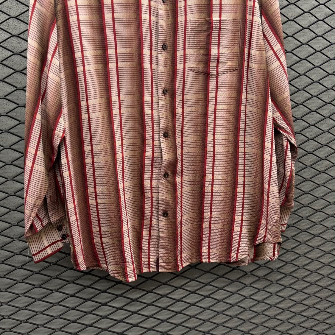 USA VINTAGE 바하마 실크셔츠 엠보싱 스트라이프 패턴 그라데이션 상품이미지5
