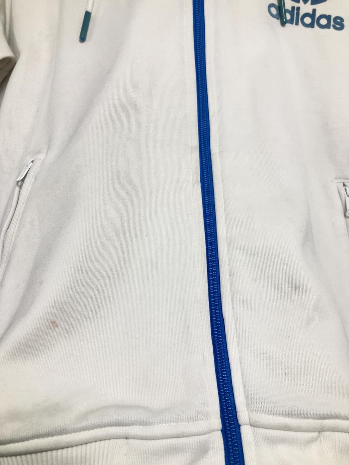 아디다스 흰파 후드 져지 집업 화이트 블루 트랙탑 자켓 상품이미지9