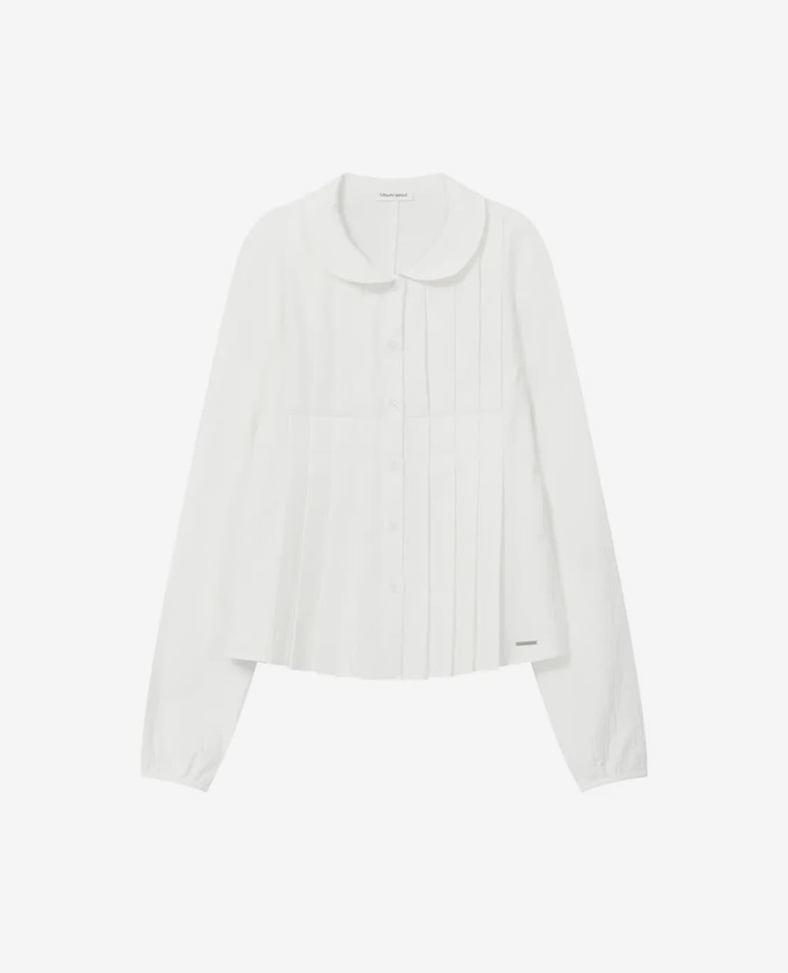 Round collar pleats shirts IVORY 상품이미지2