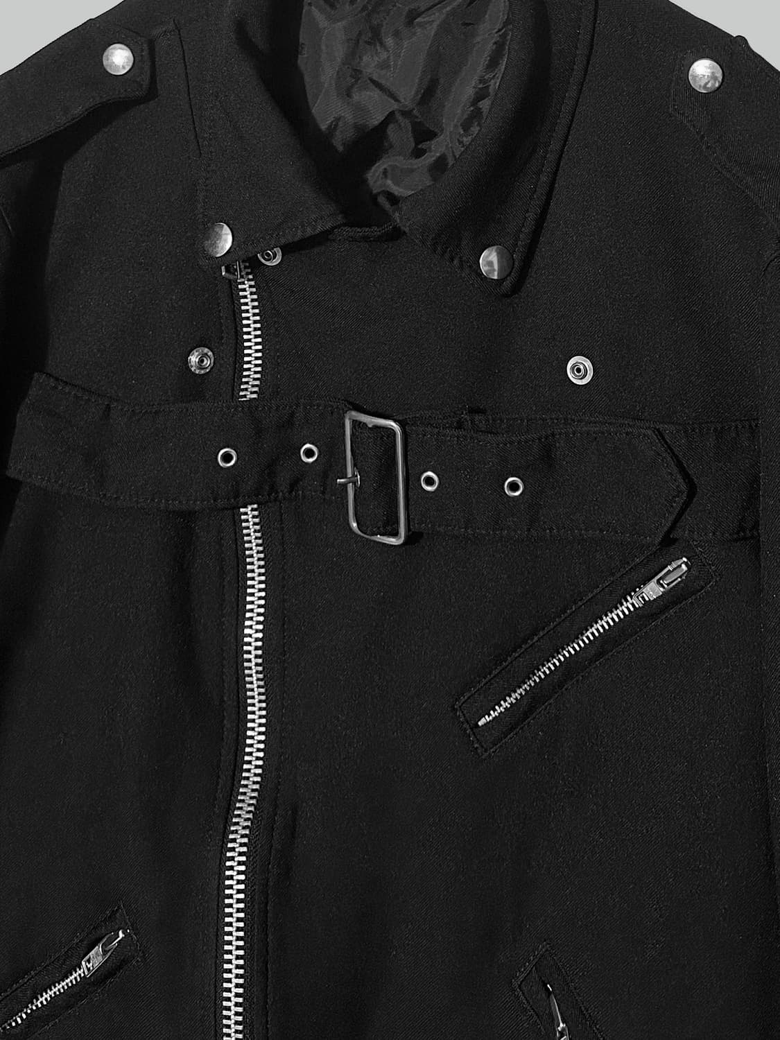 꼼데가르송 블랙 축융 폴리 더블 벨트 라이더 자켓 상품이미지2