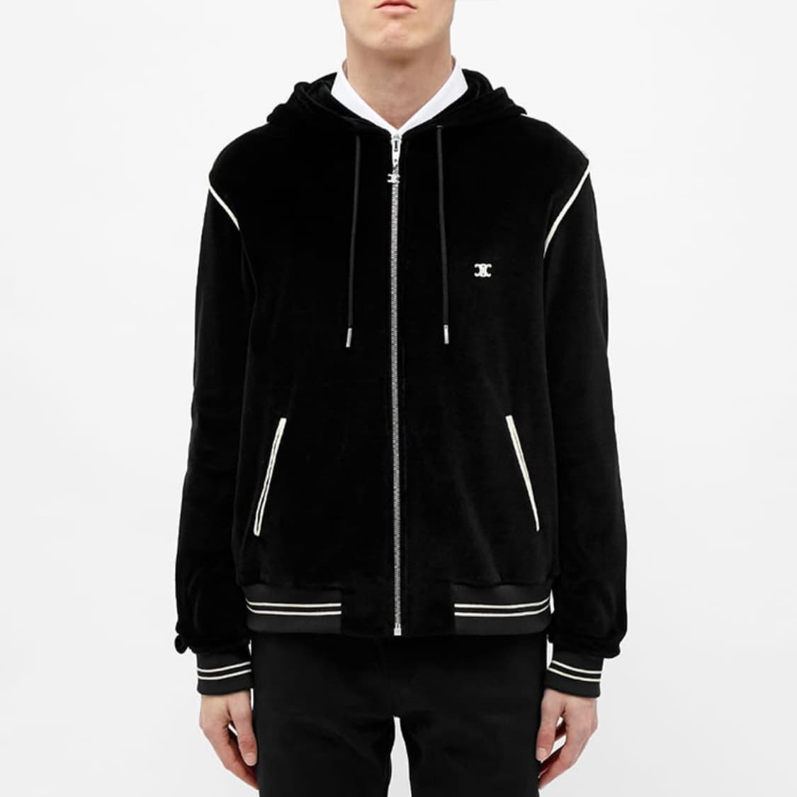 [S+급/XL] 셀린느 트리오페 벨벳 트레이닝 후드 집업 자켓 블랙 상품이미지9