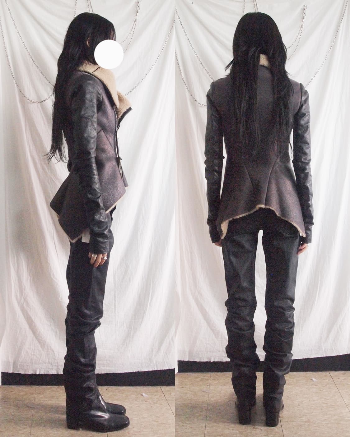 릭오웬스 12fw olmar&mirta 하이넥 드레이프 무스탕자켓 상품이미지2