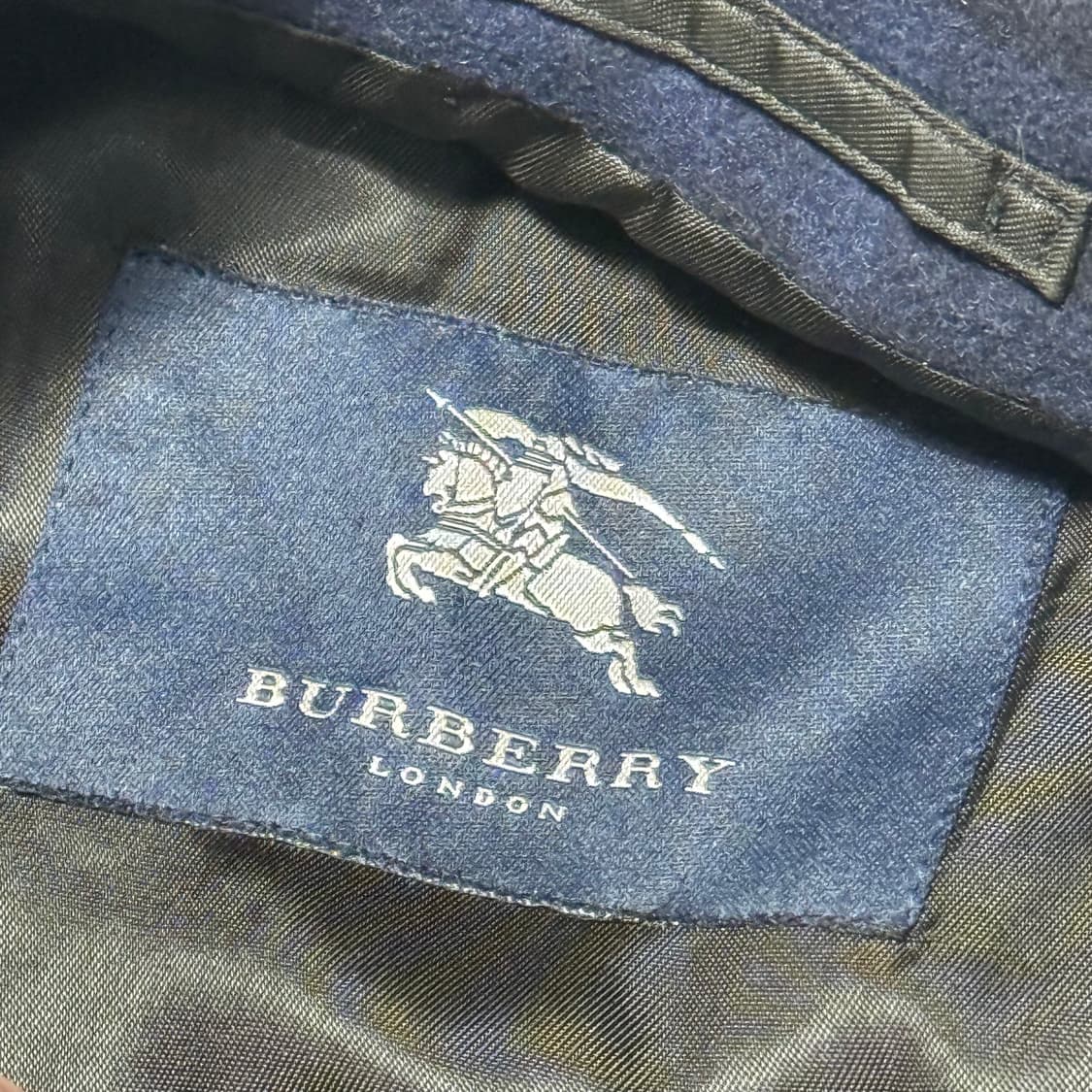 L 버버리 네이비 체크 울 코트 상품이미지4