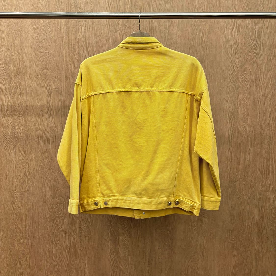 빈티지 레귤러핏 코튼 데님 자켓 실버 메탈 버튼 디테일 머스타드 옐로우 상품이미지3