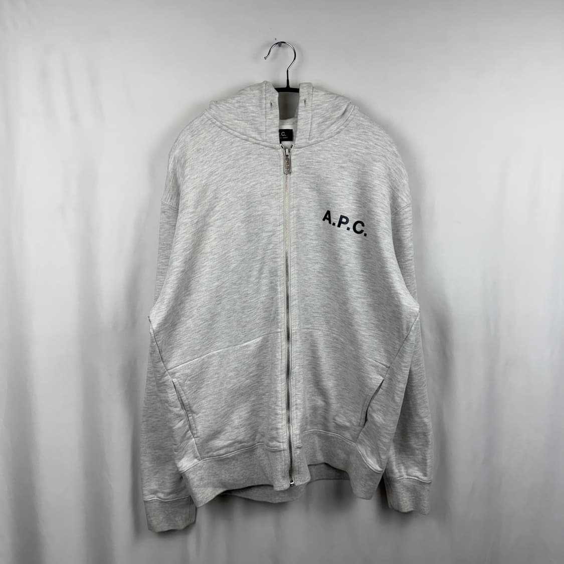 (XL) 아페쎄 로고프린팅 후드집업 멜란지그레이 상품이미지2