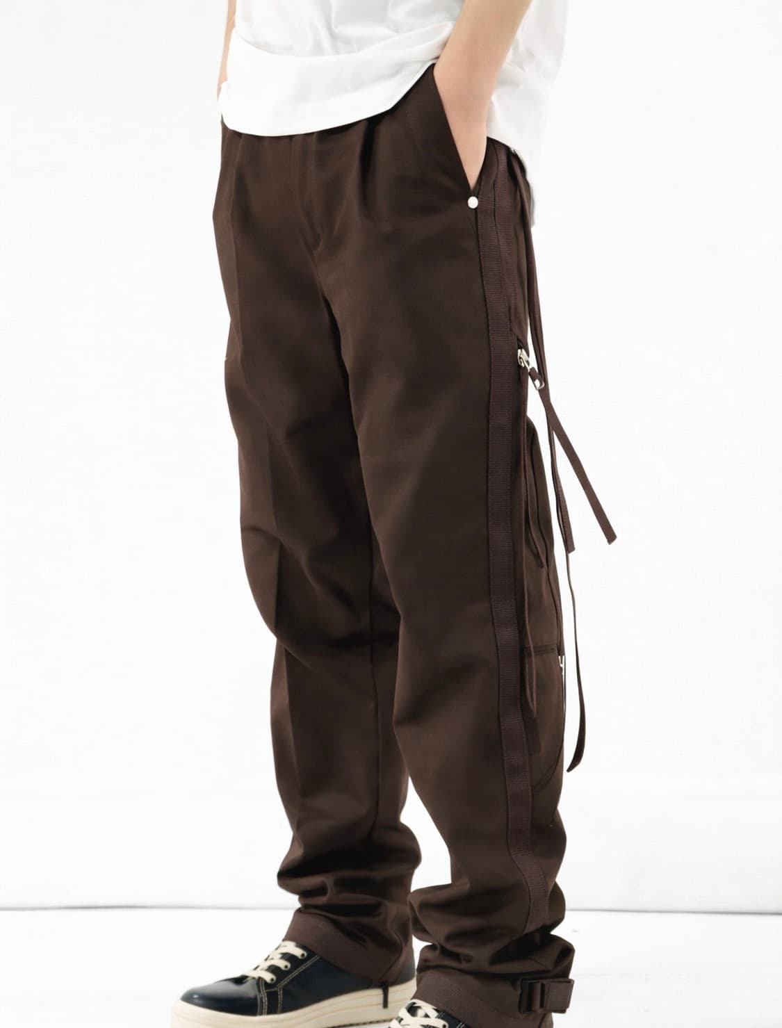 [1] (새제품) haea 디키즈 사이드 집 리워크 팬츠 브라운 상품이미지1