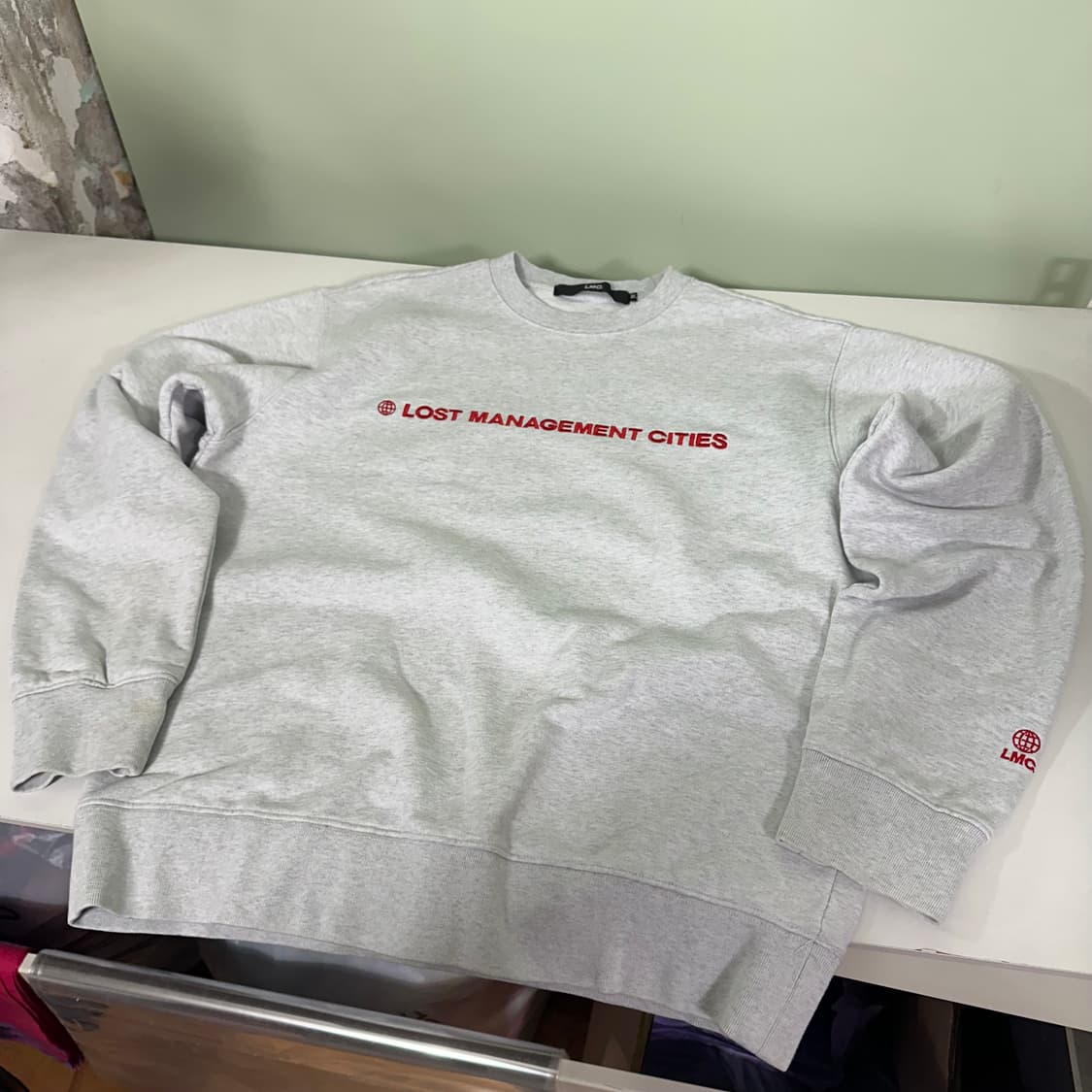 M LMC 엘앰씨 멜란지그레이 자수로고 스웻셔츠 맨투맨 상품이미지1