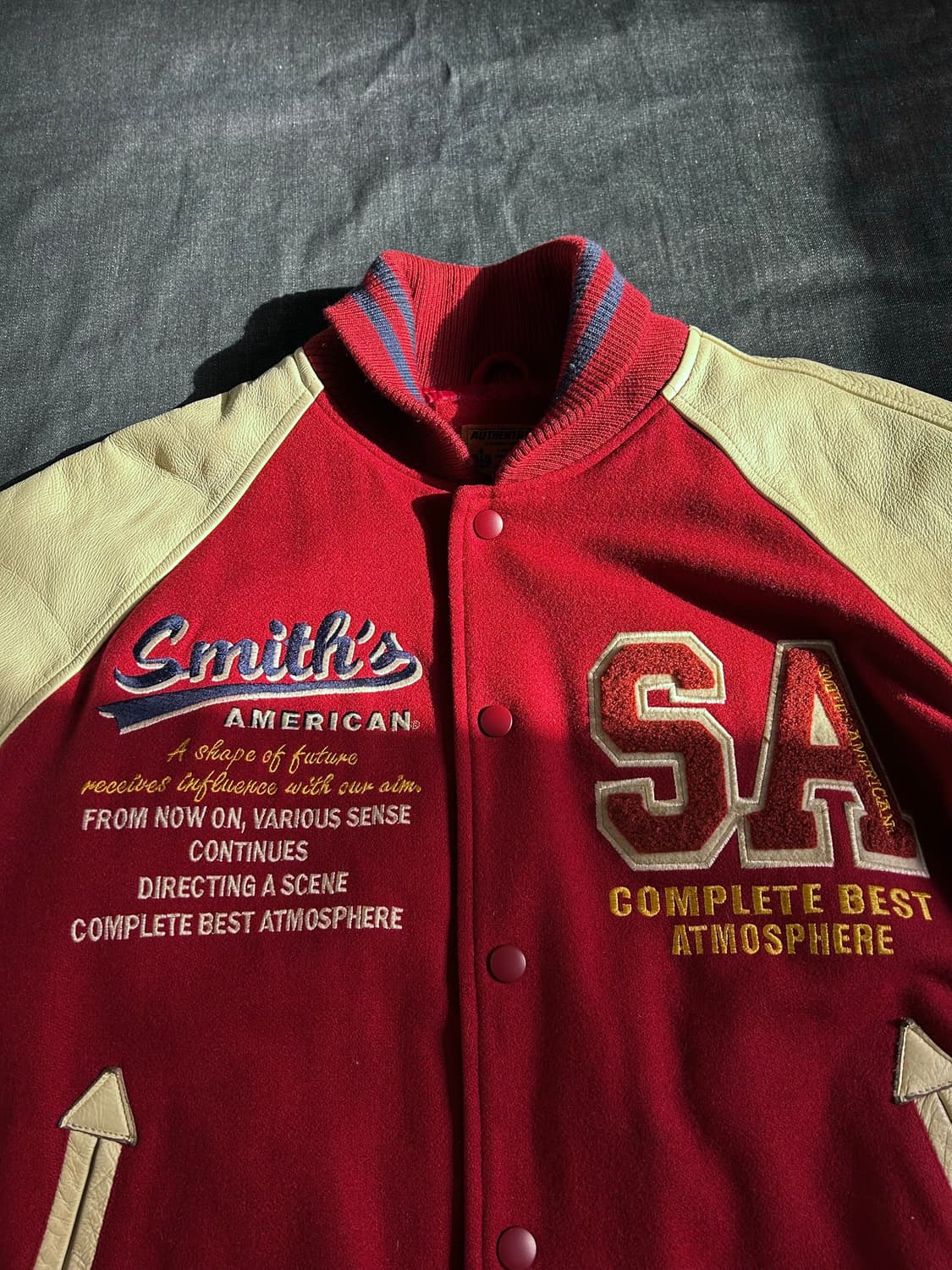 Smith American 빈티지 레더암 울 바시티 자켓 상품이미지3