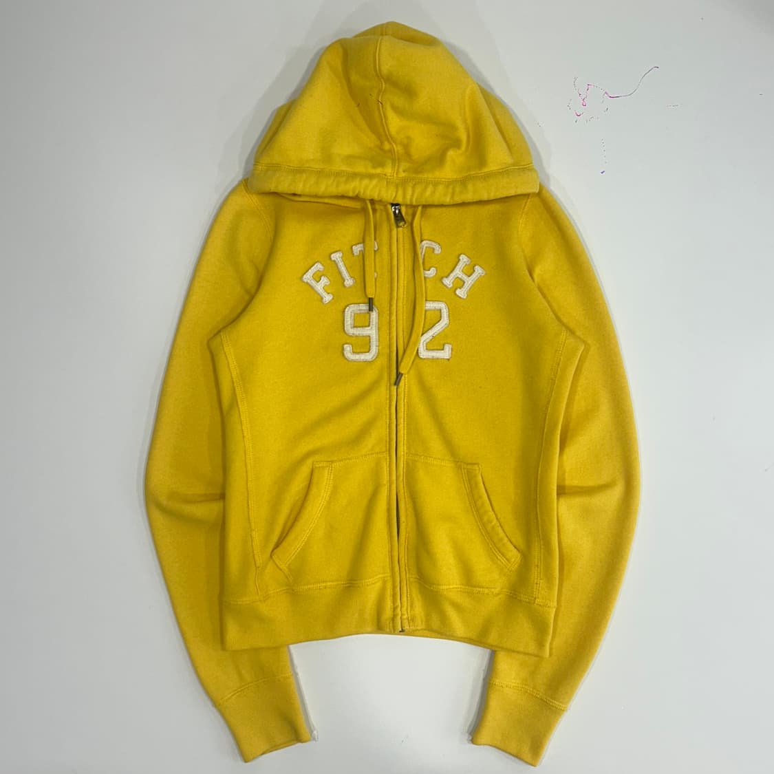 Abercrombie 아베크롬비 아이보리 로고 옐로우 후드집업 상품이미지3