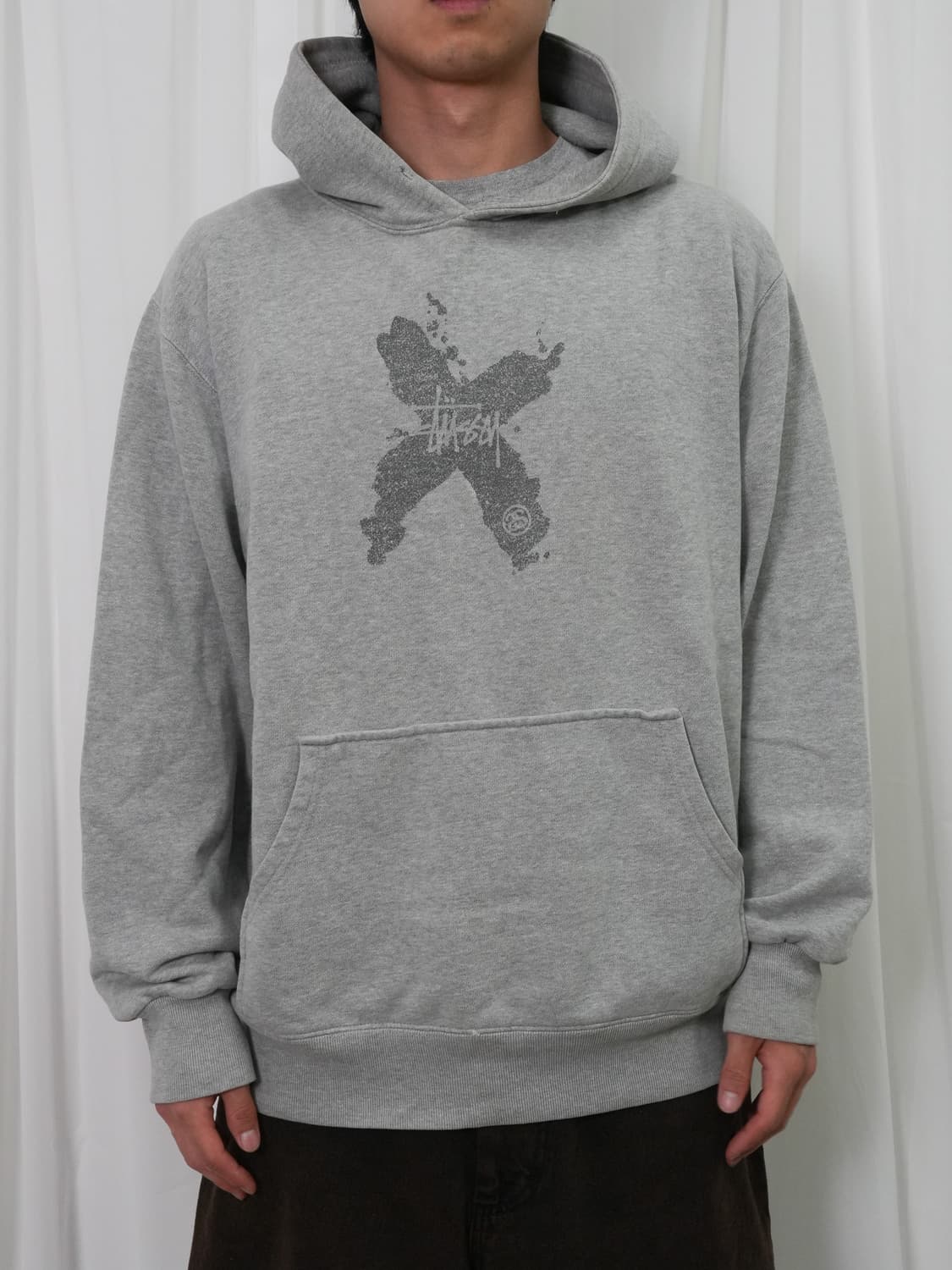 00s STUSSY 크로스 로고 후드 스웻 L 상품이미지5