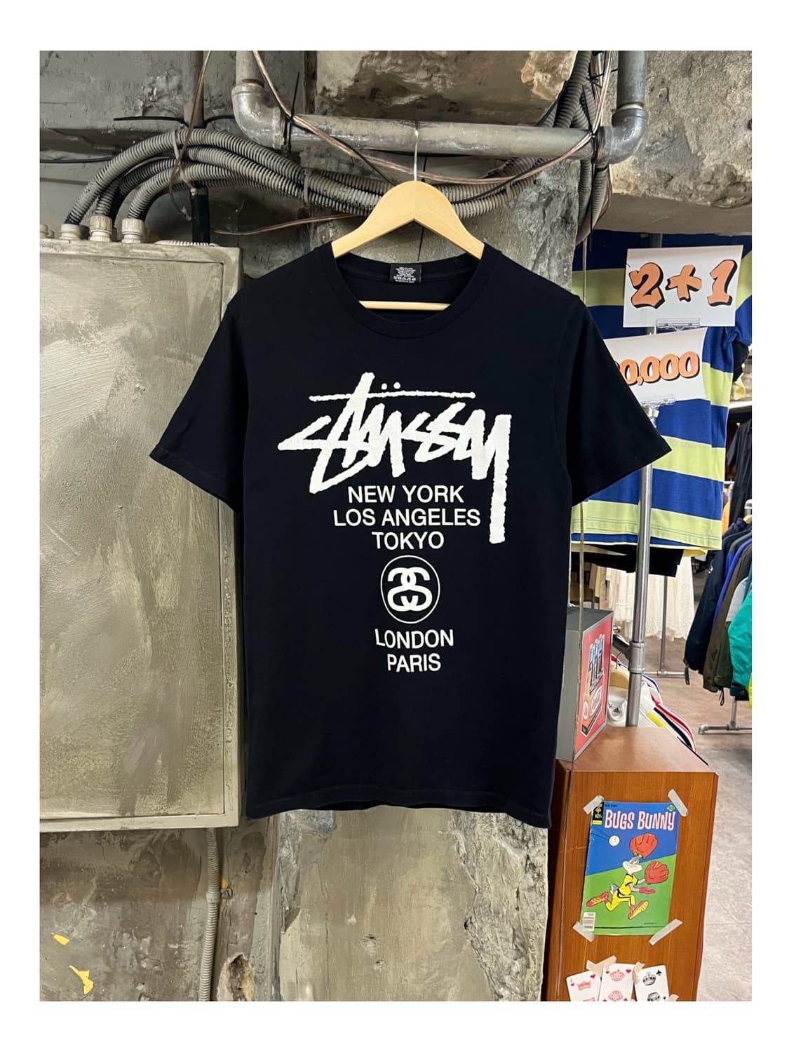 스투시 월드투어 반팔티 블랙 S #csz3812 상품이미지1