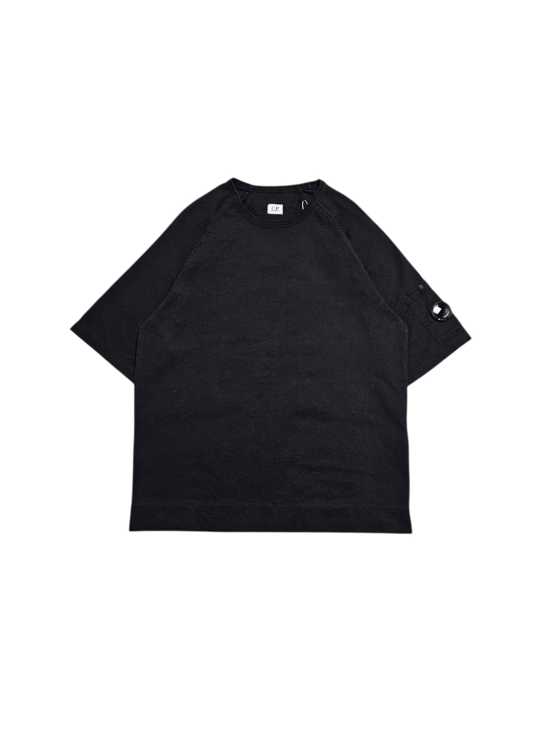 Cp컴퍼니 렌즈 와펜 헤비 코튼 반팔티 블랙 상품이미지1